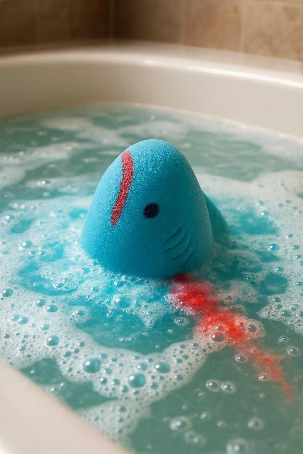 Shark Attack Bath Bomb With Hidden Red Embeds